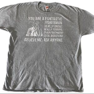 Hanes Funny Graphic Trump Fisherman T-shirt- Men’s L (Gray) “You’re A Fantast…